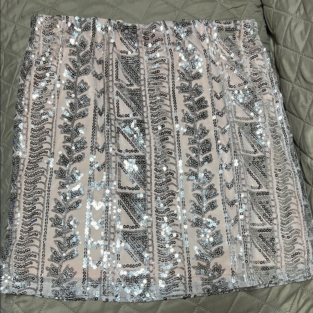 Charlotte Russe Silver Sequin Mini Pencil Skirt Cocktail